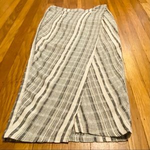 ASTR Wrap Skirt Linen Pinstripe Deep Slit